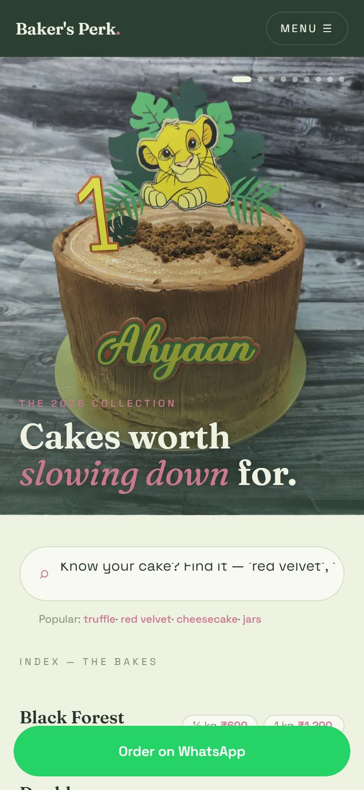 Baker's Perk website