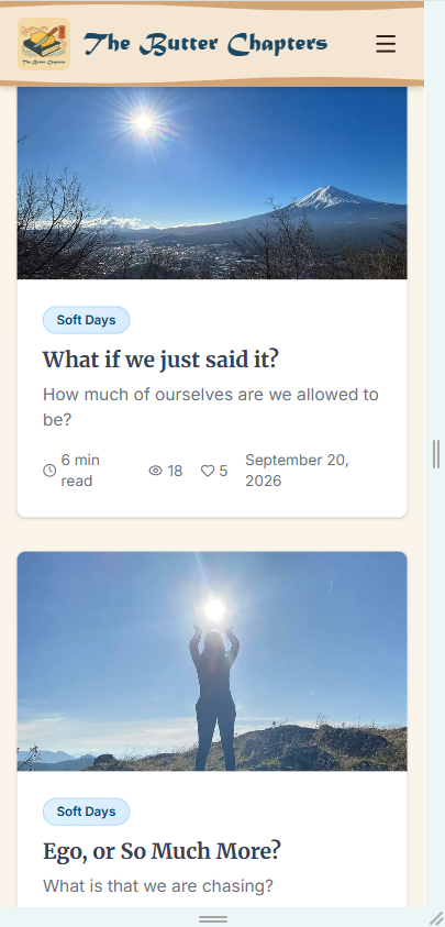 Butter Chapters post list on a phone